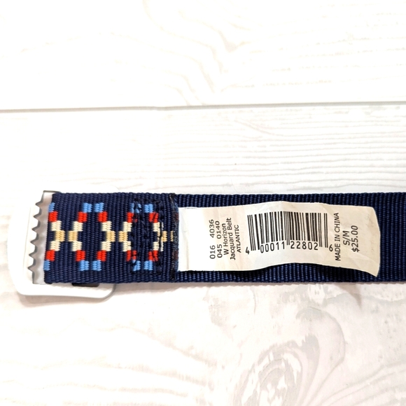 Eddie Bauer Belt Women's Size Small Medium Blue Red Beige with Silver Buckle - Picture 5 of 10